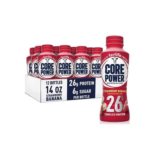 Core Power by Fairlife High Protein, 26g Protein, Milk Shake, 14 oz (Pack of 12) (Strawberry Banana)