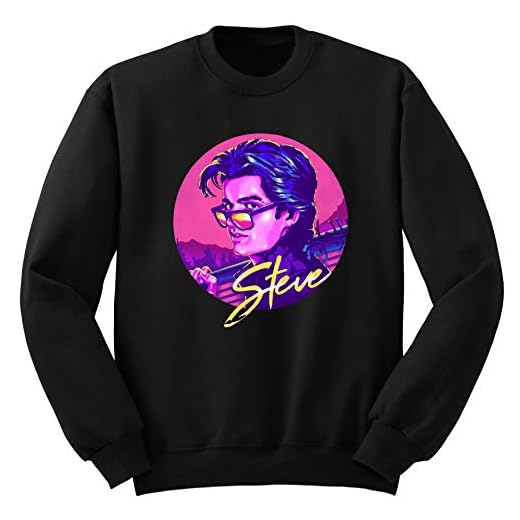 Stranger Things Steve tröja jumper svart grå S-XXL TR10, Svart, S