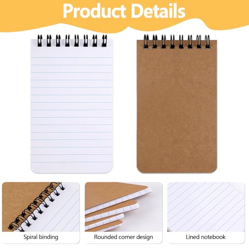 Maxmoc Spirale Notizblöcke,8 Stück Mini Notizblöcke A7,Bunt Notizblöckes Klein,Notizblöckes Liniert mit Spiralbindung für Memos Büro Schule Zuhause (Kraftpapier)