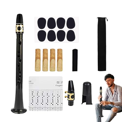 PUCHEN Pocket Saxophone Kit | Saxophone Set | Portable Saxophones Alto Mouthpiece Set With 4 Reeds And 8 Tooth Pad | Pocket Saxophone | Alto Mouthpiece Set Beginner Saxophone, Black