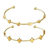 Conception ouverte:le bracelet présente une structure ouverte, le diamètre intérieur est d'environ 5.6x6.9cm , peut être ajusté de manière flexible pour s'adapter à différentes tailles de poignet, le rendant confortable à porter pour les poignets fins et légèrement plus épais