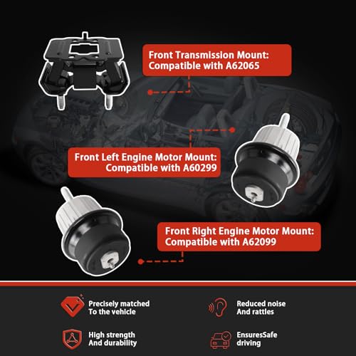 QRYIPPDM Engine Motor and Transmission Mount Kit Compatible with 2006 GS300 V6 3.0L&2007-2011 GS350 V6 3.5L&2006-2015 IS250 V6 2.5L&2006-2013 IS350 V6 3.5L 3PCS OE:A62099 A62099 A62065 by QRYIPPDM - Image 2