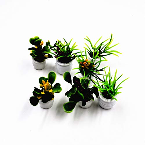 Togudot 7 Pcs Miniature Potted Plants Dollhouse Mini Plant Bonsai Flower Model Tiny Fake Greenery Decoration #TOP3