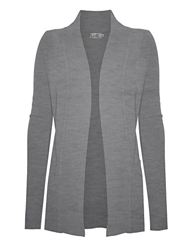 Image of Cielo Women's Solid Basic Open Front Pockets Knit Sweater Cardigan