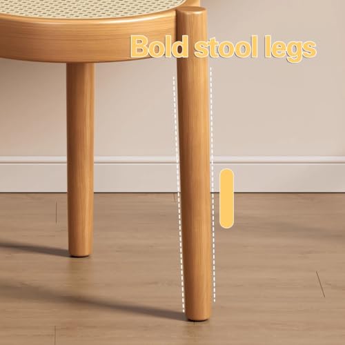 Taburete apilable de madera, sillas portátiles sin respaldo para escuelas y bares, taburetes apilables con parte superior redonda para comedor e isla de cocina - imagen 6
