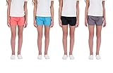 Hind Kids Girls 4-Pack Athletic and Running Activewear Shorts (Black-Teal-Gray-Peach, 10-12)
