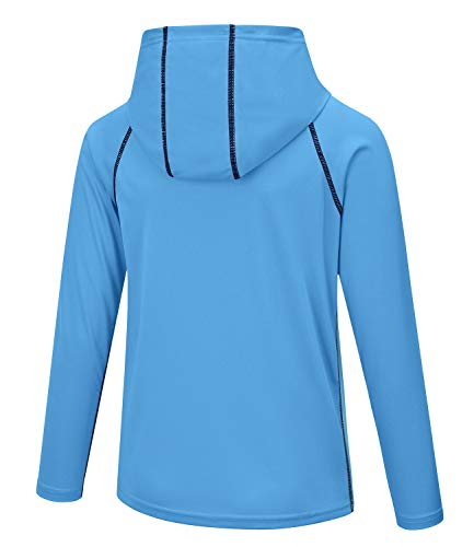 Image of Boys Grils Long Sleeve Sun Shirts UPF50+ Hoodie Thumbhole Rash Guard Quick Dry Atheltic Hiking Workout Water Playing