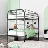GangMei Twin-Over-Twin Bunk Beds, Metal Twin Bunk Beds with Secure Guard Rail & Ladders, Space-Saving (Assembly Required)