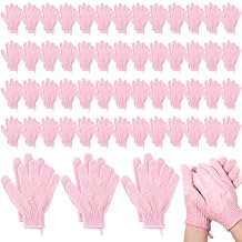 Didaey 104 Pcs Exfoliating Glove Bulk Shower Gloves with Hanging Loop Exfoliating Body Scrubber Dead Skin Remover for Body Bath Beauty Spa Massage Scrubs Men Women BathingPink