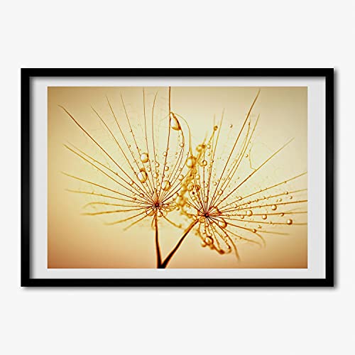 Cadre en bois moderne 70x50 cm avec affiche peinture de pissenlit décoratif