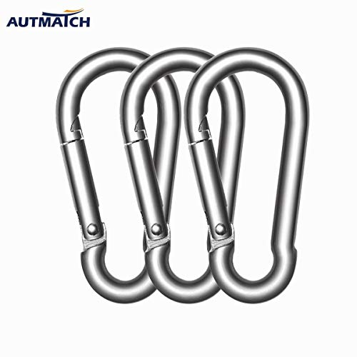 AUTMATCH 3" Stainless Steel 304 Spring Snap Hook Carabiner Link Buckle Pack Grade