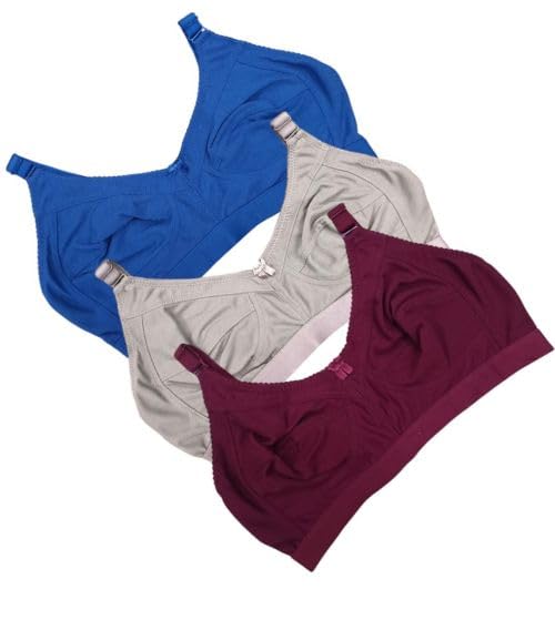 saklana Women's Cotton Blend C-Cup Non-Padded Heavy Bust Seamless Minimizer Full Coverage Non-Wired T-Shirt Everyday Bra Combo Pack of 3-picture-36