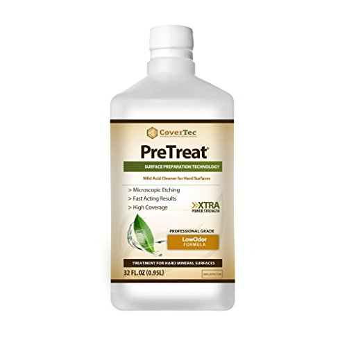 PreTreat by CoverTec Floor Acid Cleaner and Etching Treatment for Ceramic Tiles, Concrete, 1 quart, Prof Grade