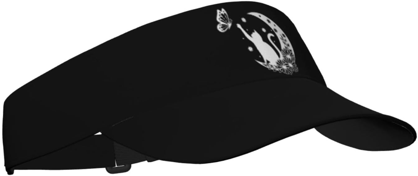 Women's Floral Cat and Butterfly Sun Visor Hat - Adjustable Empty Top Sport Baseball Cap for Running, Golf, Tennis - Image 2
