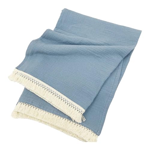 ガーゼブランケット ブランケット 夏用 ガーゼ おくるみ ガーゼケット ひざ掛け 肌掛け ベッドスロー インテリア ソファカバー 掛け布団 寝具 雑貨 (スモークブルー)