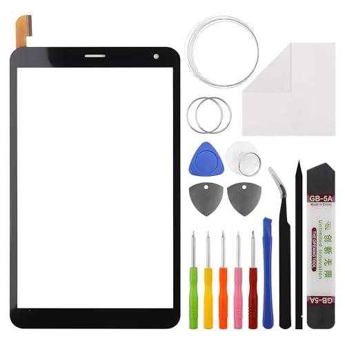Vvsialeek Compatibilidad Maxwest Nitro 8 pantalla frontal cristal placa exterior reemplazo de lente (pantalla LCD y digitalizador táctil) con kit de herramientas