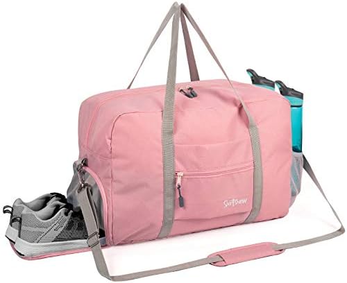 Sports Gym Bag with Wet Pocket & Shoes Compartment, Travel Duffel Bag for Men and Women Lightweight, Pink