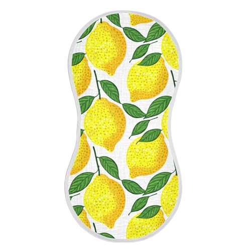 xigua Yellow Lemons Muslin Baby Burp Cloths Set of 1, Super Soft & Absorbent Burping Rags, Cotton Burp Clothes Shower Gift for Newborn, Baby Girls and Boys