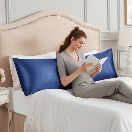 Image of INFIIXSO Silk Pillowcase Navy 20 inchx54 inch