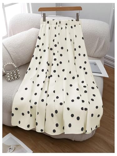 SHENHE Women's High Waisted A Line Flowy Maxi Skirt Polka Dots Elegant Vintage Swing Long Skirt2