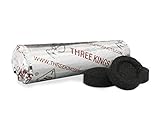 THREE KINGS 40MM CHARCOAL ROLL: SUPPLIES FOR HOOKAHS – 10pc roll of Quick light shisha coals for...