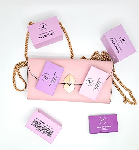 Image of 300 Travel Hand Soap Sheets - Pocket /Purse /Wallet /Backpack -Great for Outdoor Camping or Daily Use (Purple Love)