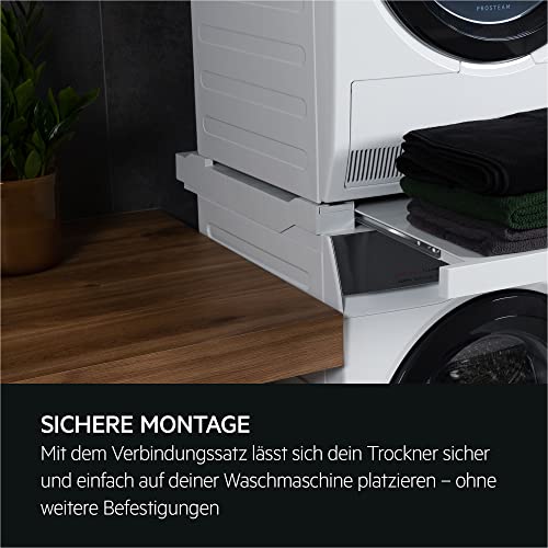 AEG Bausatz Wasch-Trocken-Säule SKP11GW3 / herausziehbare Arbeitsfläche/für AEG Waschgeräte / 52-67 cm Gerätetiefe/ergonomische Arbeitshöhe/Weiß