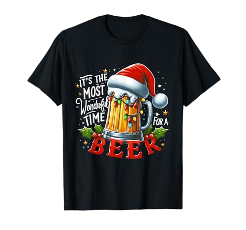 Santa It's The Most Wonderful Time for a Beer Christmas T-Shirt