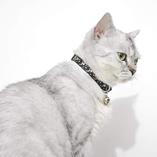 2 PCS Breakaway Cat Collar with Bell, Cute Adjustable Kitten Collars with Accessories (Blue Black) - Image 3