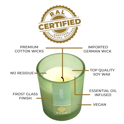Image of EKAM Jasmine Votive Soy Wax Scented Candle, 40 Grams, 10 Hours Burn Time| Long Lasting Premium Candles | Ideal for Home Decor | Gifting & Aromatherapy