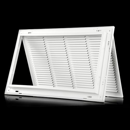 24x14 Return Air Grille [Duct Opening],Steel Air Return Vent Cover [Fixed Hinged] for 1-inch Filters,Return Air Grilles for Sidewall and Ceiling (24'W x 14'H [Duct Opening])