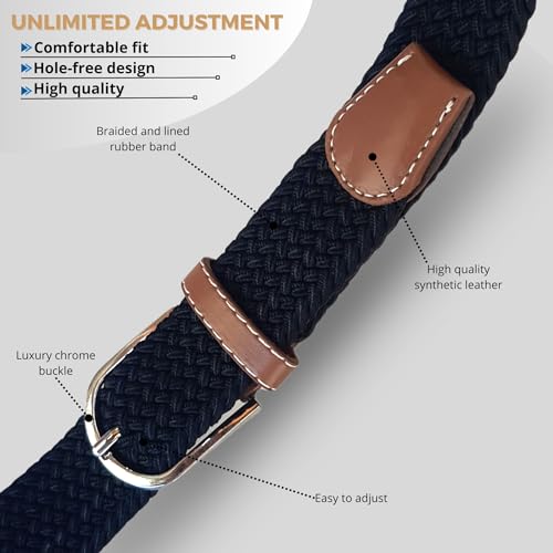 Adjustable Braided Elastic Belt Strap for men and women with metal buckle2