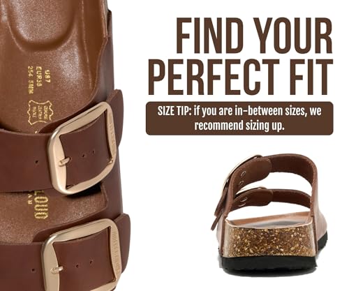 Image of Project Cloud 100% Genuine Leather Footbed Sandals for Women 2026 Comfortable Beach Essentials Womens Sandals Memory Foam Vacation Essentials Slides for Women Footwear (Santorini)