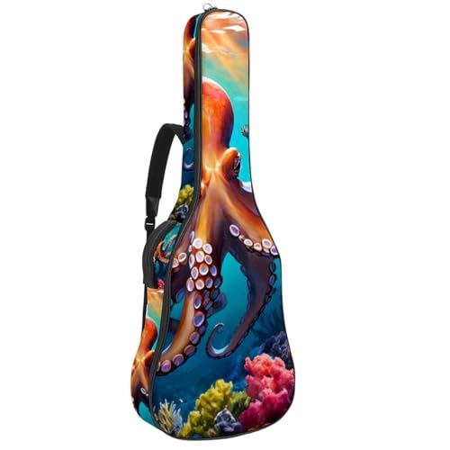Sac pour guitare étanche à motif pieuvre multicolore pour instrument 41 pouces