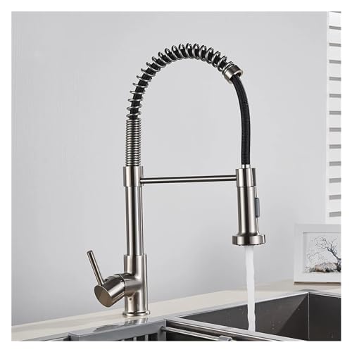 Robinet de cuisine en nickel brossé mitigeur sur pied pivotant à 360° - 2