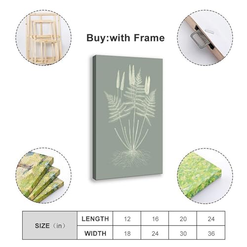 Poster botanique fougère vert sauge idée cadeau déco petit format