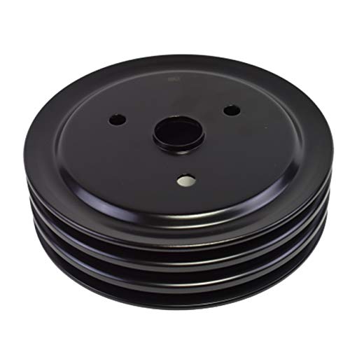 A-Team Performance - Crankshaft Pulley Triple-Groove Swp Short Water Pump - Compatible With Small Block Chevy Sbc 262 265 267 283 302 305 307 327 350 400 Black Steel #TOP1