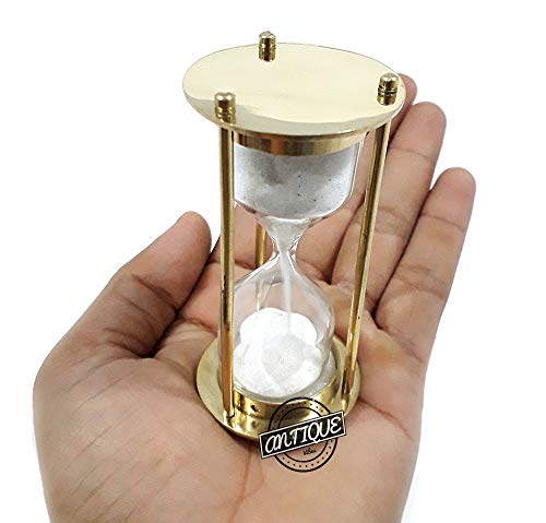 BRASS SAND TIMER VINTAGE REPLICA MARITIME HOURGLASS SHINY ORNAMENT - 1 MINUTE