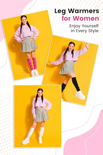 Image of Clothirily Leg Warmers for Women 80s Y2k, Ribbed Knit Long Socks Leg Warmer | Soft Knit Fabric, Stackable Ribbed Design, Breathable & Stretchy for Winter & Yoga, Fashion Accessory, Medium Size Fit Most
