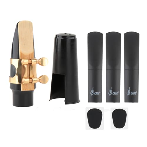 Saxophones Mouthpieces Kit with 3PCS Resin Alto Sax Reeds 2.5, Alto Saxophone Mouthpiece Kit with Metal Ligature, Reed and ABS Cap for Alto Saxophone