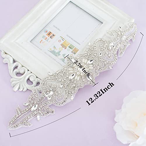 Rhinestone Belt Bridal Crystal Pearl Wedding Sash Bead Trim Women Gowns Sash3