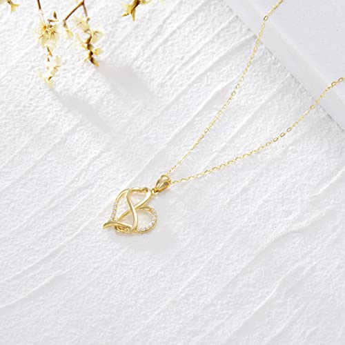 Sisgem 14K Real Gold Moissanite Necklace For Women,Yellow Gold Cross/Infinity/High Heel Shoe/Hearts Pendant Necklaces,Valentine's Day Birthday Jewelry Gifts For Wife Mom 16''-18'' #TOP5