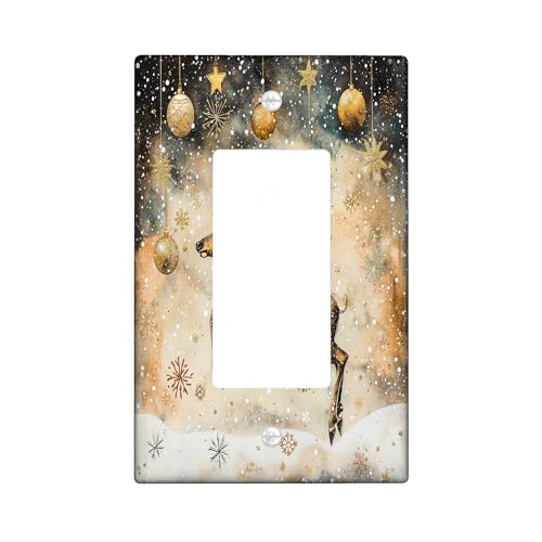 Placa decorativa para interruptor de luz de alces de Navidad, 1 banda, basculante individual, placa frontal eléctrica de copos de nieve de lujo para cocina, baño, decoración de cubierta de interruptor