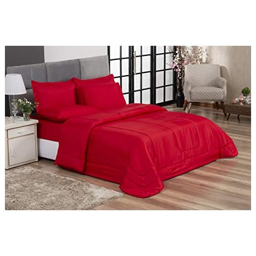 Kit Edredom Casal Queen Jogo de Lençol 06 peças Aconchego Dupla Face Casa Dona