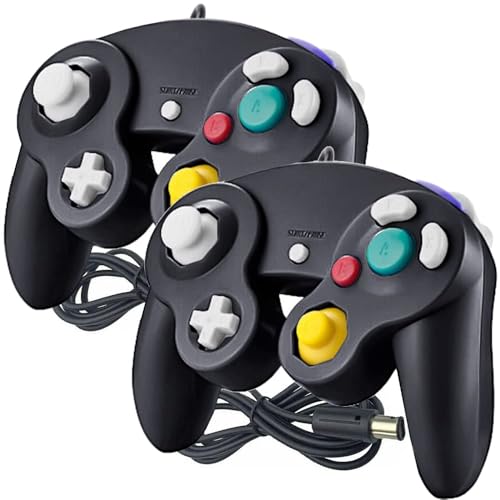 Image of Reiso Gamecube Controller, 2 Pack NGC Classic Wired Controller for Wii Game cube Console (Black and Black)