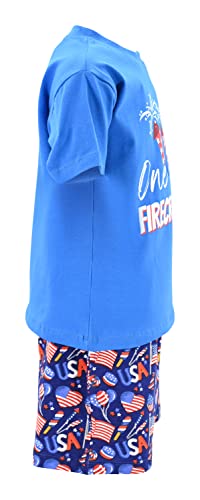 Image of Boys 2pc Shorts Set Outfit Short Sleeve Shirt with Fun Applique Print and Shorts
