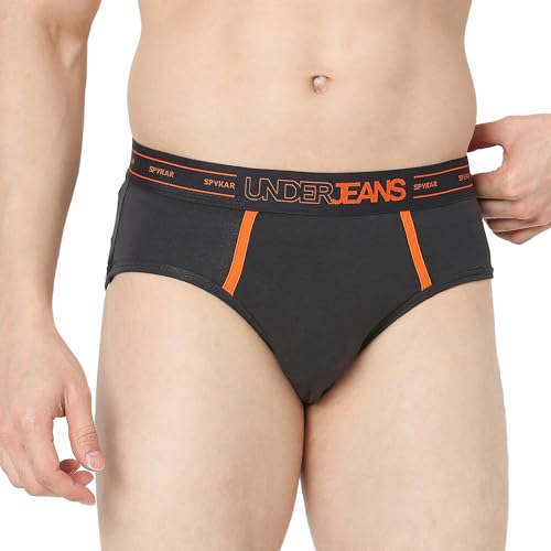 Image of Underjeans by Spykar Men Premium Pack of 2 Navy- Dark Grey Brief