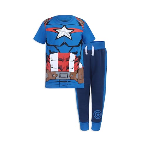 Image of Marvel Avengers Boys' Captain America, Thor, Hulk or Iron Man T-Shirt and Jogger Set for Toddler and Little Kids