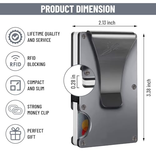 Wallets for Men- Minimalist Wallet for Men - Money Clip For Men- Front Pocket Wallets for Men - Card Holder Minimalist Wallet - RFID Blocking Wallet (Gray)2