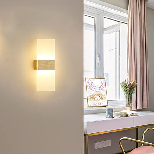 Moderna Applique Da Parete A LED Per Interni, Lampada Da Parete In Acrilico Smerigliato Da 10W, Per L'illuminazione Delle Scale Del Corridoio Della Camera Da Letto Del Soggiorno, Luce Calda 3000K, Oro